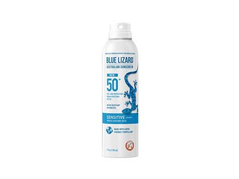 Blue Lizard Sensitive Mineral Sunscreen Spray, SPF 50+, 5 fl oz (148 mL ...