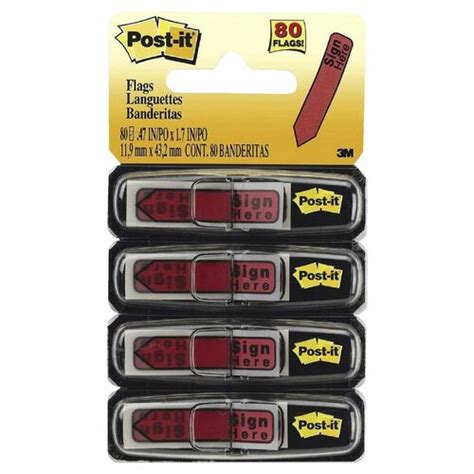 Arrow Flag Post It 684 RDSH Sign Here Red Skout Office Supplies