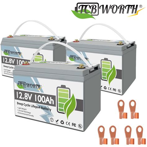 3pack 12v 100ah Lifepo4 Battery10000 Deep Cycles100a Bmstcbworth For Rvsolarmarinecamping