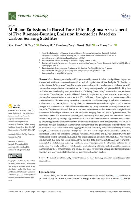 Pdf Methane Emissions In Boreal Forest Fire Regions Assessment Of