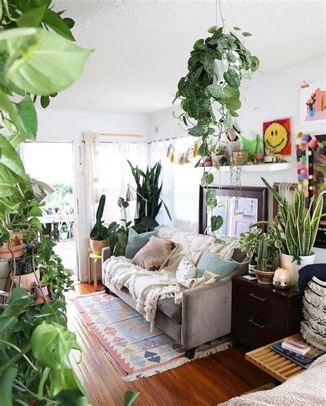 plant-filled living room | Boho living room, Bohemian style living room ...