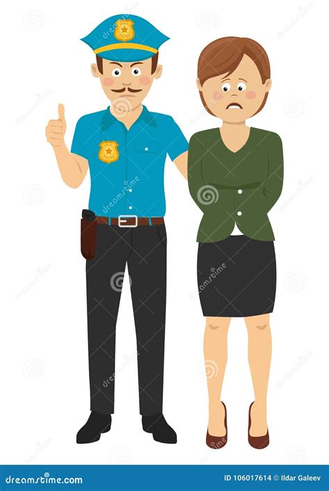 Police Officer Arresting Woman Handcuffs Stock Illustrations 8 Police