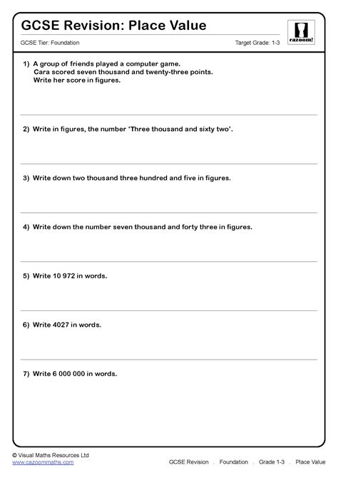 Place Value Gcse Questions Gcse Revision Questions