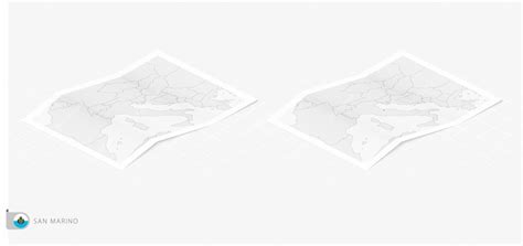 Conjunto De Dos Mapas Realistas De San Marino Con Sombra La Bandera Y