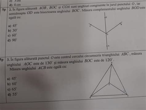 5p 3 În figura alăturată punctul O este centrul cercului circumscris