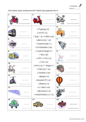 66 Verkehr Deutsch DAF Arbeitsblätter pdf doc