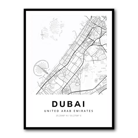 Dubai City Map Wall Art