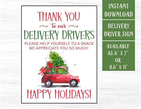 Delivery Driver Snack Sign PRINTABLE Delivery Driver Snack Etsy