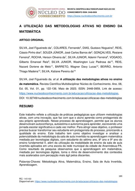 Pdf Revista CientÍfica Multidisciplinar NÚcleo Do A UtilizaÇÃo Das