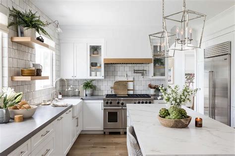 White And Gray Cottage Kitchen With Farm Sink Cottage Kitchen