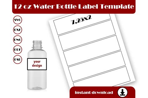 12oz Water Bottle Label Template Wrap Graphic By Blacbidigital