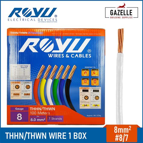 Royu THHN THWN 2 Stranded Wire Gauge 8 8 0mm² Per Box 100 Meters