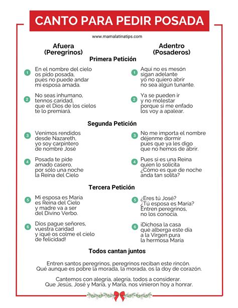 Canto Para Pedir Posada Imprimible Mama Latina Tips