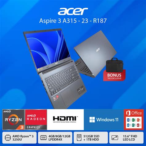 Jual Laptop Gaming Editing Murah Acer Aspire 3 A315 23 R187 Amd Ryzen 3