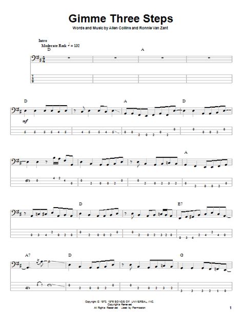 Gimme Three Steps by Lynyrd Skynyrd - Bass Tab - Guitar Instructor