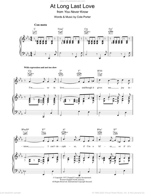 Cole Porter At Long Last Love Sheet Music For Voice Piano Or Guitar