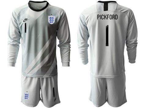 England National Soccer Team 1 Pickford Gray Goalkeeper Long Sleeves