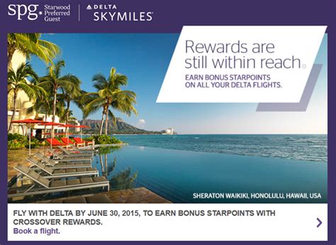 Starwood Delta Crossover Rewards Targeted Promo For Up To Bonus