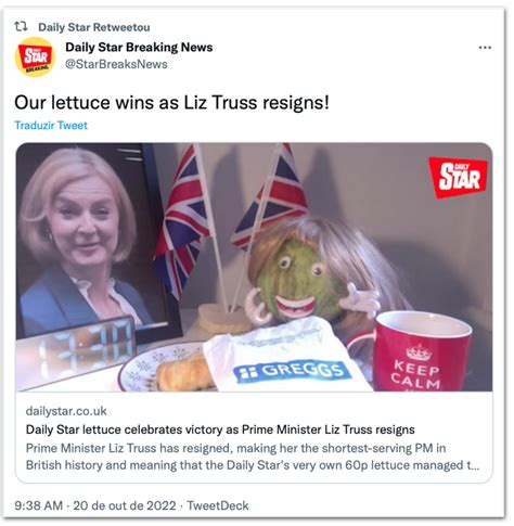 Liz Truss durou menos que alface de tabloide britânico