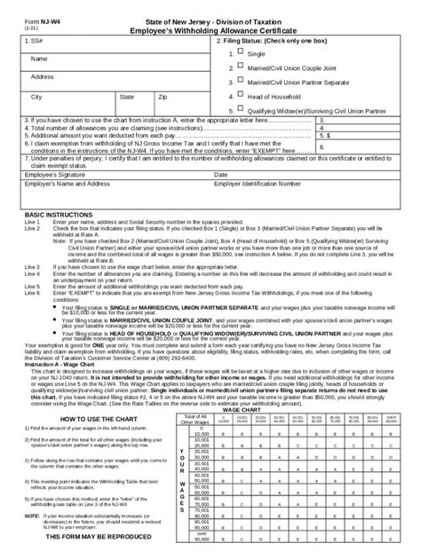 Nj Employee S Withholding Allowance Certificate Doc Template Pdffiller