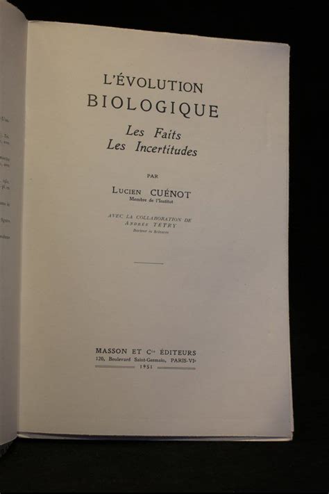 Cuenot L Volution Biologique First Edition Edition Originale