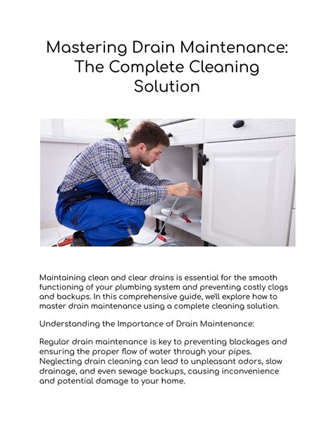 Ppt Mastering Drain Maintenance The Complete Cleaning Solution