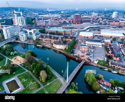 Aerial Photograph Of Reading Berkshire Uk Taken At Sunrise