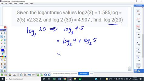 SOLVED: Given the logarithmic values log2(3) = 1.585, log2(5) = 2.322, and log2(30) = 4.907 ...