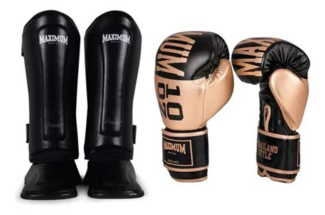 Luvas E Caneleiras Para Muay Thai - Kit Muay Thai Caneleiras Classic E Luvas De Boxe Oz Maximum | Frete grátis