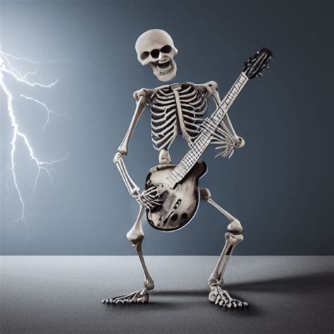 Skeleton Playing Guitar with Lightning · Creative Fabrica