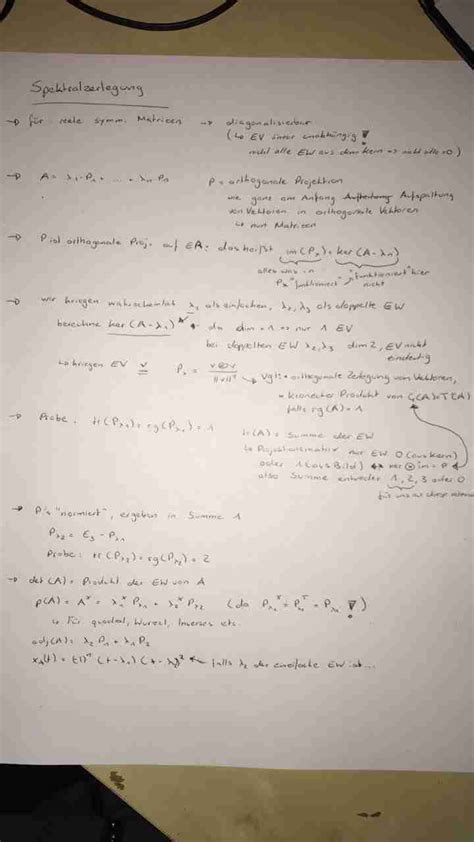 Spektralzerlegung Zusammenfassung Lineare Algebra Lineare Algebra