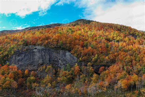 Peak Fall Foliage In Keene New York By Cascade Lake Stock