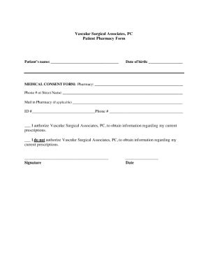 Fillable Online Vascular Surgical Associates Pc Patient Pharmacy Form