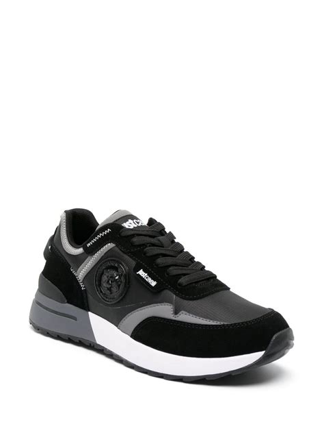 Just Cavalli Logo Patch Panelled Sneakers Black FARFETCH UK