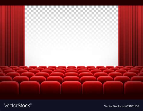 White Cinema Theatre Screen With Red Curtains Vector Image