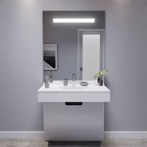 Meuble simple vasque 90 cm EPURE adapté PMR Miroir LED