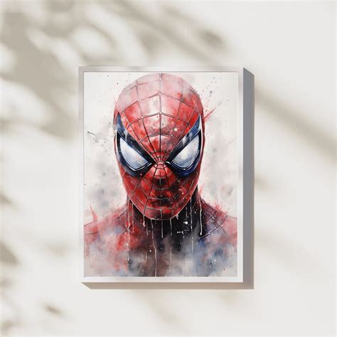 Spiderman Watercolour Digital Art Print Marvel Etsy