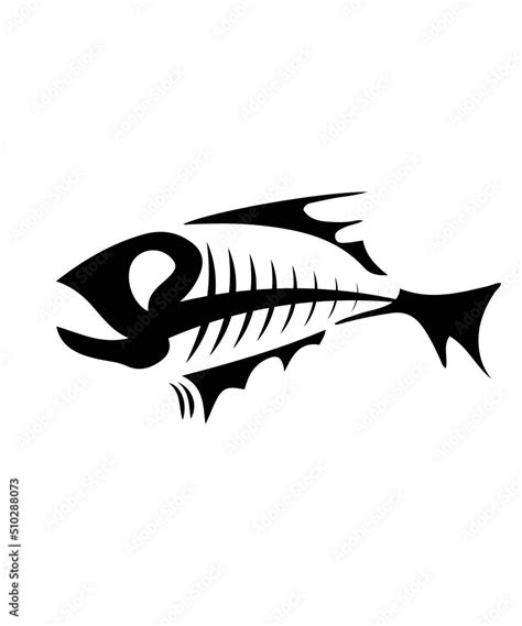 Fish Svg Fish Bones Svg Angry Fish Skeleton Svg Fishing Svg