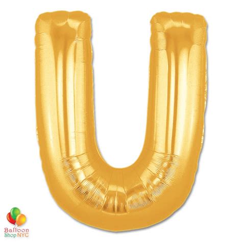 Jumbo Letter U Foil Balloon Gold 40 Inch Inflated Delivery From Balloon