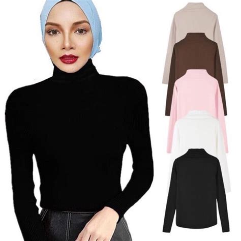 Muslimah Turtleneck Inner Baju Blouse High Neck Long Sleeve Top Turtle