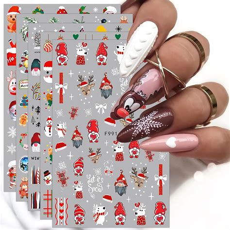 Jmeowio Nagelsticker Weihnachten Blatt Nail Art Sticker