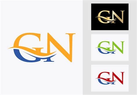 Diseño de logotipo de carta gn signo de logotipo gn Vector Premium