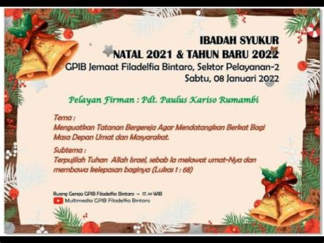 LIVE Ibadah Natal Tahun Baru Sekpel 2 Sabtu 8 Jan 2022 17 00WIB