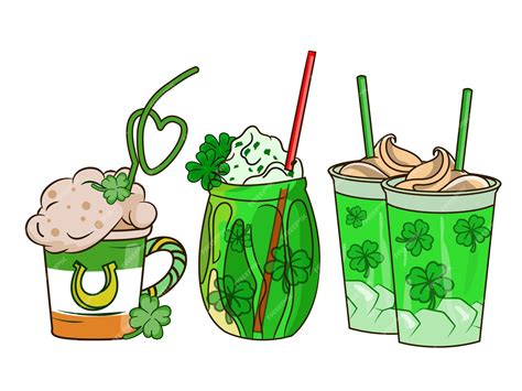 Premium Vector | St patrick's day coffee latte hot drinks collection