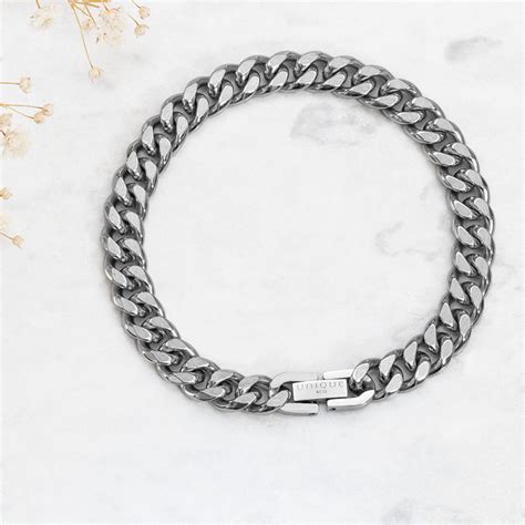 Men S Curb Chain Bracelet High Quality Steel Lora Moi Jewelry