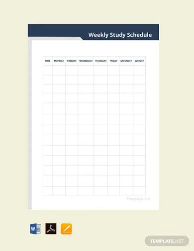 Weekly Study Schedule - 10+ Examples, Format, How to Construct, Word ...