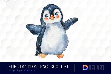 Cute Penguin Watercolor Clipart