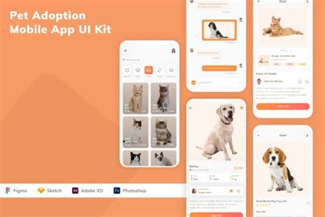 Pet Adoption Mobile App Ui Kit Graphic By Betush Creative Fabrica