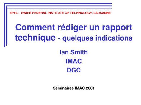 Ppt Comment Rédiger Un Rapport Technique Quelques Indications