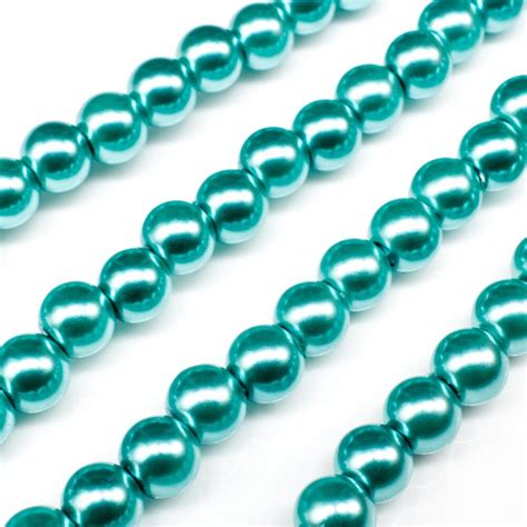 Glass Pearl Round Beads 6mm Dark Turquoise Craft Hobby And Jewellery Supplies Totally Beads